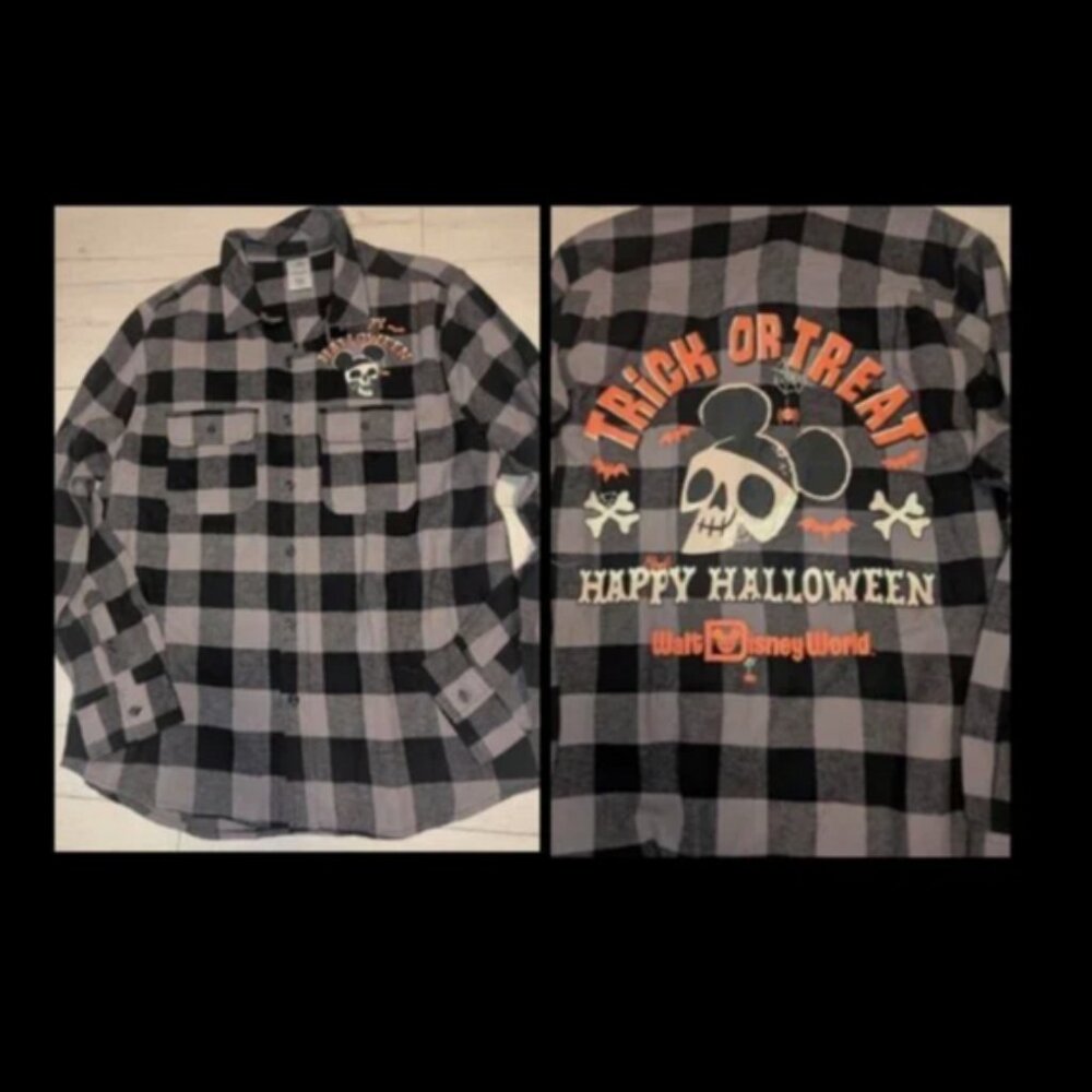 Walt Disney World Halloween Long Sleeve Plaid Shirt for Adults Size L
